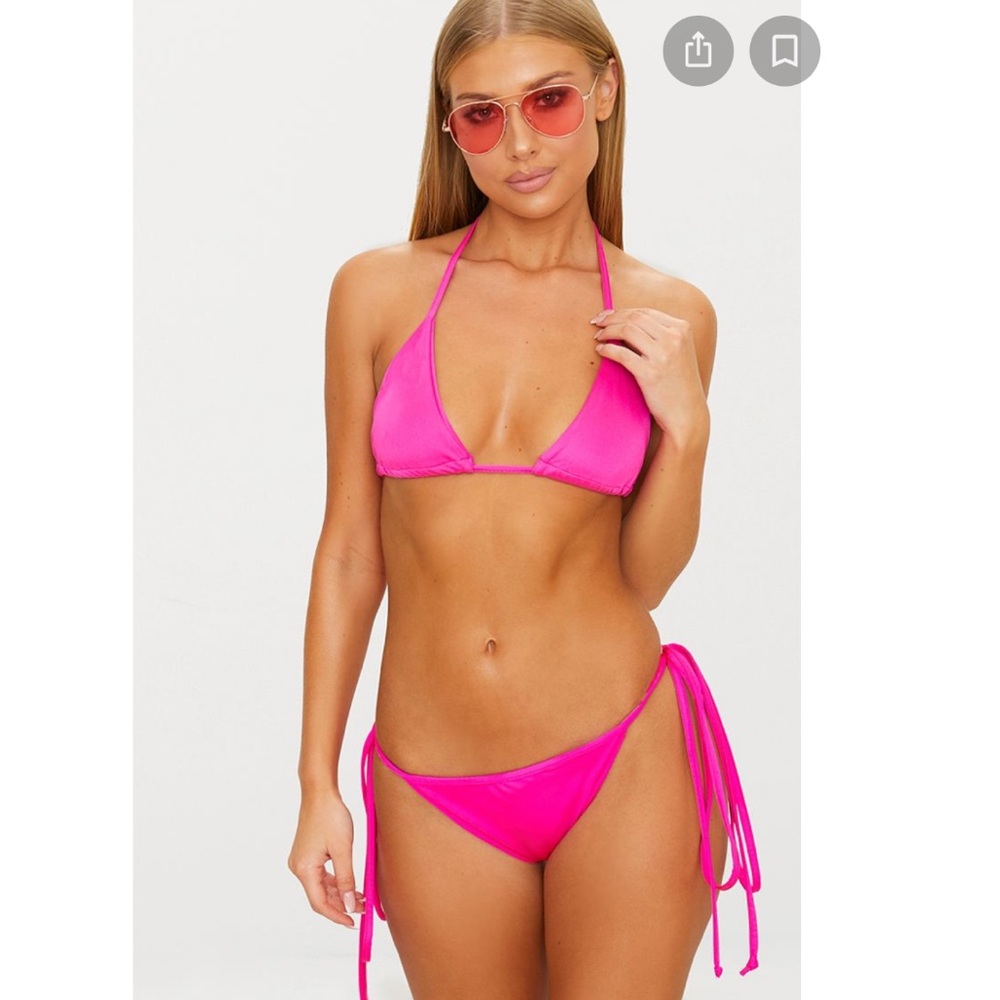 Hot Pink Triangle String Bikini - Picture 8 of 12